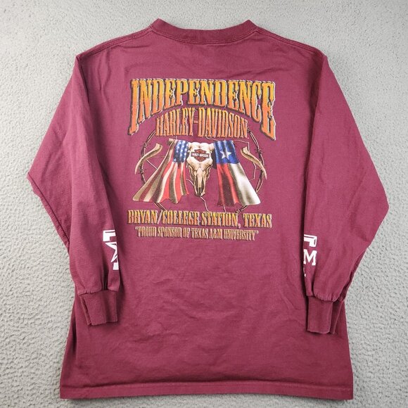 Harley Davidson Shirt Large Texas Independence College Station Long Sleeve Logo - Picture 2 of 11